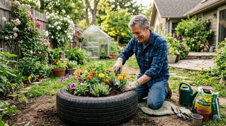 Como fazer jardins com pneus